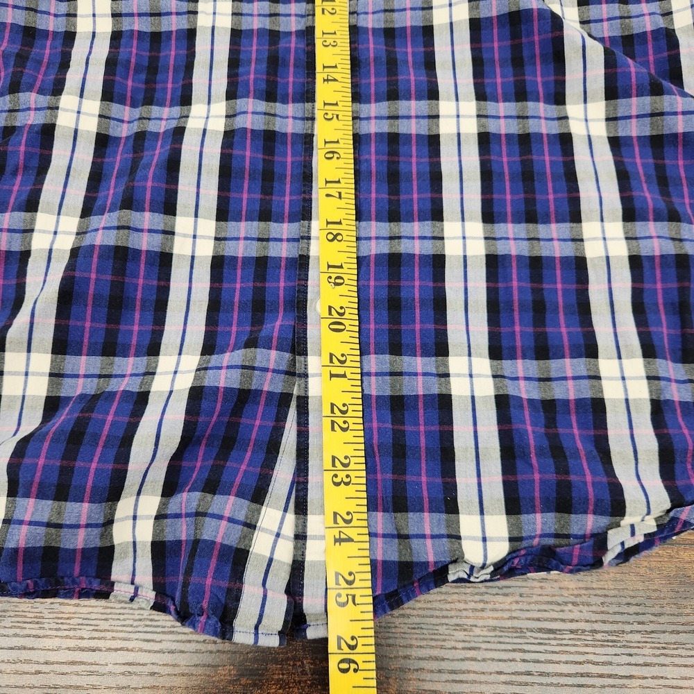 J.Crew Mens Long Sleeve Button Down Washed Tartan Purple Pink White Plaid Medium - Picture 8 of 8